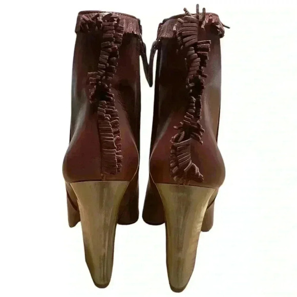 NIB Tory Burch Bandelier Fringe 110mm Bootie Size 8 in Cognac Cream - Picture 3 of 11